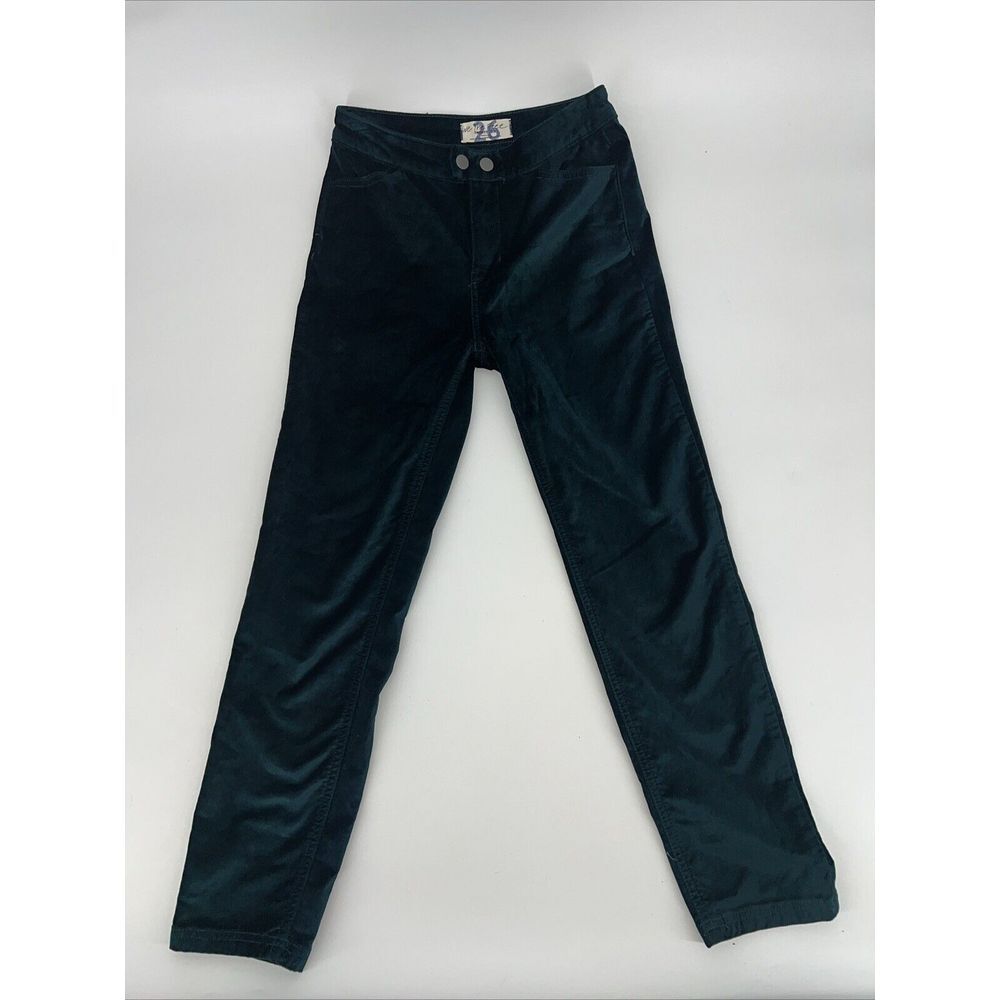 Free People Jeans Women's 26 Green Velvet Skinny Ankle Pockets Zip We The Free